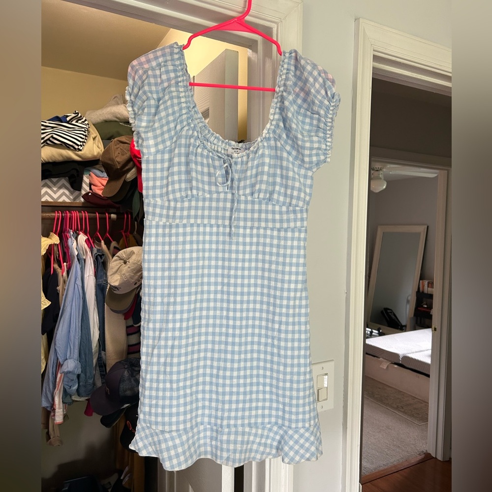 Cotton On Light Blue and White Checkered Dress